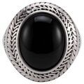 Bijoux Orusbijoux Bague Homme Argent Pierre Onyx Bouddha Argent&eacute;