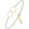 Bracelets Orusbijoux Bracelet Argent Dor&eacute; Double Rond Et Pierre Turquoise Bleu Grenoble