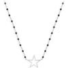 Collier Orusbijoux Collier Argent Rhodi&eacute; &eacute;toile Et Pierre Spinelle Noire Argent&eacute;