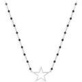 Collier Orusbijoux Collier Argent Rhodi&eacute; &eacute;toile Et Pierre Spinelle Noire Argent&eacute;