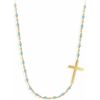 Bijoux Orusbijoux Collier Argent Dor&eacute; Croix Et Turquoise Bleu