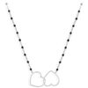 Collier Orusbijoux Collier Argent Rhodi&eacute; Double C?ur Et Pierre Spinelle Noire Argent&eacute;