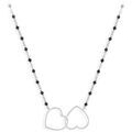 Colliers sur Grenoble : Collier Orusbijoux Collier Argent Rhodi&eacute; Double C?ur Et Pierre Spinelle Noire Argent&eacute;