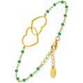 Bracelets Orusbijoux Bracelet Argent Dor&eacute; C?ur Et Pierre Onyx Vert Dor&eacute; Grenoble
