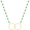 Collier Orusbijoux Collier Argent Dor&eacute; Double Rond Et Pierre Onyx Vert Dor&eacute;