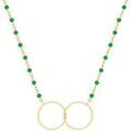 Colliers sur Grenoble : Collier Orusbijoux Collier Argent Dor&eacute; Double Rond Et Pierre Onyx Vert Dor&eacute;