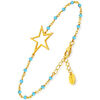 Bracelets Orusbijoux Bracelet Argent Dor&eacute; &eacute;toile Et Pierre Turquoise Bleu