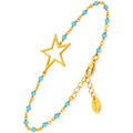 Bracelets Orusbijoux Bracelet Argent Dor&eacute; &eacute;toile Et Pierre Turquoise Bleu Grenoble