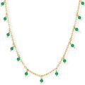 Collier Orusbijoux Collier Argent Dor&eacute; Petites Gouttes Perles Pierre Onyx Vert Dor&eacute; Grenoble