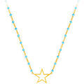 Colliers sur Grenoble : Collier Orusbijoux Collier Argent Dor&eacute; &eacute;toile Et Pierre Turquoise Bleu