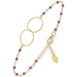 Bracelets Orusbijoux Bracelet Argent Dor&eacute; Double Rond Et Pierre Amethyste Dor&eacute;