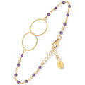 Bracelets Orusbijoux Bracelet Argent Dor&eacute; Double Rond Et Pierre Amethyste Dor&eacute; Grenoble