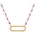 Collier Orusbijoux Collier Argent Dor&eacute; Lingot Et Pierres Naturelles Amethyste Dor&eacute; Grenoble