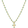 Collier Orusbijoux Collier Argent Dor&eacute; Croix Et Pierres Naturelles Onyx Vert Dor&eacute;