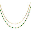 Collier Orusbijoux Collier Argent Dor&eacute; Double Chaine Et Pierres Naturelles Dor&eacute;