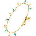 Bracelets Orusbijoux Bracelet Argent Dor&eacute; Pampilles Lune Coeur Et Pierre Bleu Grenoble