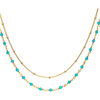 Collier Orusbijoux Collier Argent Dor&eacute; Double Chaine Et Pierres Naturelles Bleu