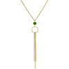 Bijoux Orusbijoux Collier Argent Dor&eacute;e Chaines Pendantes Et Pierre Onyx Vert Dor&eacute;