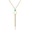 Bijoux Orusbijoux Collier Argent Dor&eacute;e Chaines Pendantes Et Pierre Turquoise Bleu