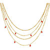 Collier Orusbijoux Collier Argent Dor&eacute; Multiples Chaine Et Pierres Naturelles Rouge