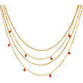 Collier Orusbijoux Collier Argent Dor&eacute; Multiples Chaine Et Pierres Naturelles Rouge Grenoble