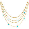 Collier Orusbijoux Collier Argent Dor&eacute; Multiples Chaine Et Pierres Naturelles Bleu