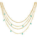 Collier Orusbijoux Collier Argent Dor&eacute; Multiples Chaine Et Pierres Naturelles Bleu Grenoble