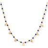 Bijoux Orusbijoux Collier Argent Dor&eacute; Petites Perles Pampilles Et Pierre Bleu
