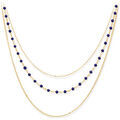 Collier Orusbijoux Collier Triple Argent Dor&eacute; Petite Perles Pierre Lapis Bleu