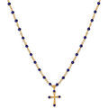 Collier Orusbijoux Collier Argent Dor&eacute; Croix Et Pierres Naturelles Lapis Bleu