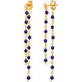 Boucles d'oreille sur Grenoble : Boucles oreilles Orusbijoux Boucles D Oreilles Argent Dor&eacute;e Double Chaine Longue Et Bleu