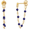 Boucles oreilles Orusbijoux Boucles D'oreilles Argent Dor&eacute;e Chaine Et Pierres Bleu