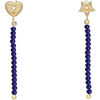 Boucles oreilles Orusbijoux Boucles D'oreilles Argent Dor&eacute; Pendantes C?ur Et &eacute;toile Bleu