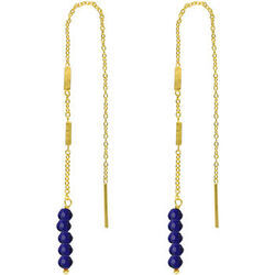 Bijoux Orusbijoux Boucles D'oreilles Fil Argent Dor&eacute; Pierres Naturelles Lapis Bleu