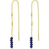 Bijoux Orusbijoux Boucles D'oreilles Fil Argent Dor&eacute; Pierres Naturelles Lapis Bleu