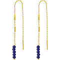 Bijoux Orusbijoux Boucles D'oreilles Fil Argent Dor&eacute; Pierres Naturelles Lapis Bleu