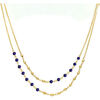 Bijoux Orusbijoux Collier Argent Dor&eacute; Doubles Cha&icirc;nes Pierres Naturelles Bleu