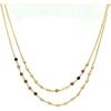 Bijoux Orusbijoux Collier Argent Dor&eacute; Doubles Cha&icirc;nes Pierres Dor&eacute;