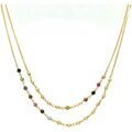 Bijoux Orusbijoux Collier Argent Dor&eacute; Doubles Cha&icirc;nes Pierres Dor&eacute;