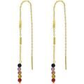 Bijoux Orusbijoux Boucles D'oreilles Fil Argent Dor&eacute; Multi-tourmaline Dor&eacute;
