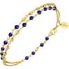 Bijoux Orusbijoux Bracelet Argent Dor&eacute; Doubles Cha&icirc;nes Pierres Lapis Lazuli Bleu