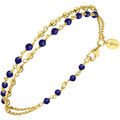 Bijoux Orusbijoux Bracelet Argent Dor&eacute; Doubles Cha&icirc;nes Pierres Lapis Lazuli Bleu