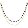 Bijoux Orusbijoux Collier Argent Dor&eacute; Doubles Cha&icirc;nes Barrettes Et Perles Bleu