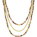 Collier Orusbijoux Collier Argent Triples Chaines Dor&eacute; Et Perles Dor&eacute; Grenoble