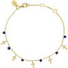 Bracelets Orusbijoux Bracelet Argent Dor&eacute; Motif Croix Et Pierres Lapis Bleu