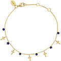 Bracelets Orusbijoux Bracelet Argent Dor&eacute; Motif Croix Et Pierres Lapis Bleu Grenoble