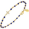 Bracelets Orusbijoux Bracelet Argent Dor&eacute; Croix Zirconium Blanc Et Pierres Lapis Bleu Grenoble