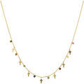 Collier Orusbijoux Collier Argent Dor&eacute; Croix Et Perles Multi-tourmaline Dor&eacute;
