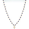 Collier Orusbijoux Collier Argent Dor&eacute; Croix En Zirconium Blanc Et Pierres Bleu