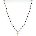 Colliers sur Grenoble : Collier Orusbijoux Collier Argent Dor&eacute; Croix En Zirconium Blanc Et Pierres Bleu